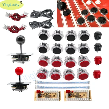 2 Player Arcade Diy Kit Copy Sanwa Joystick Zero Delay USB Control Board with 30mm Transparent Arcade Buttons for PC PS3