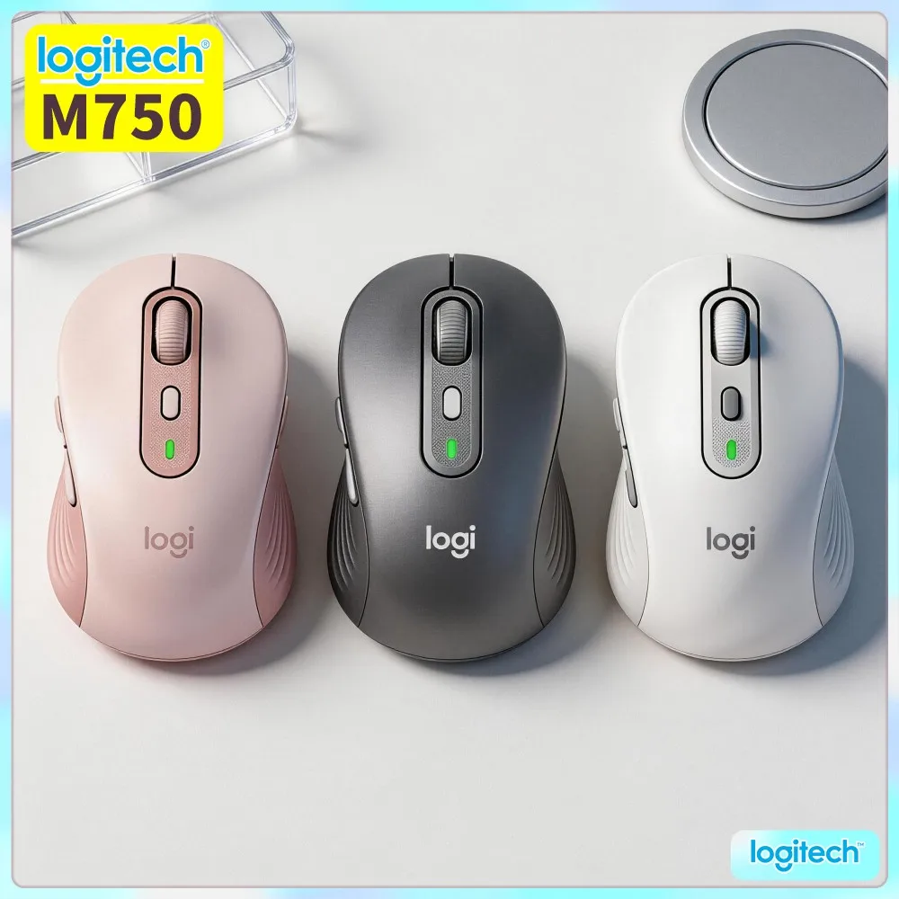 Logitech M750 Silent Mouse - Soft Grips, Dual Connection, Recycled Plastic, 10M Range, Multi-Platform Ready