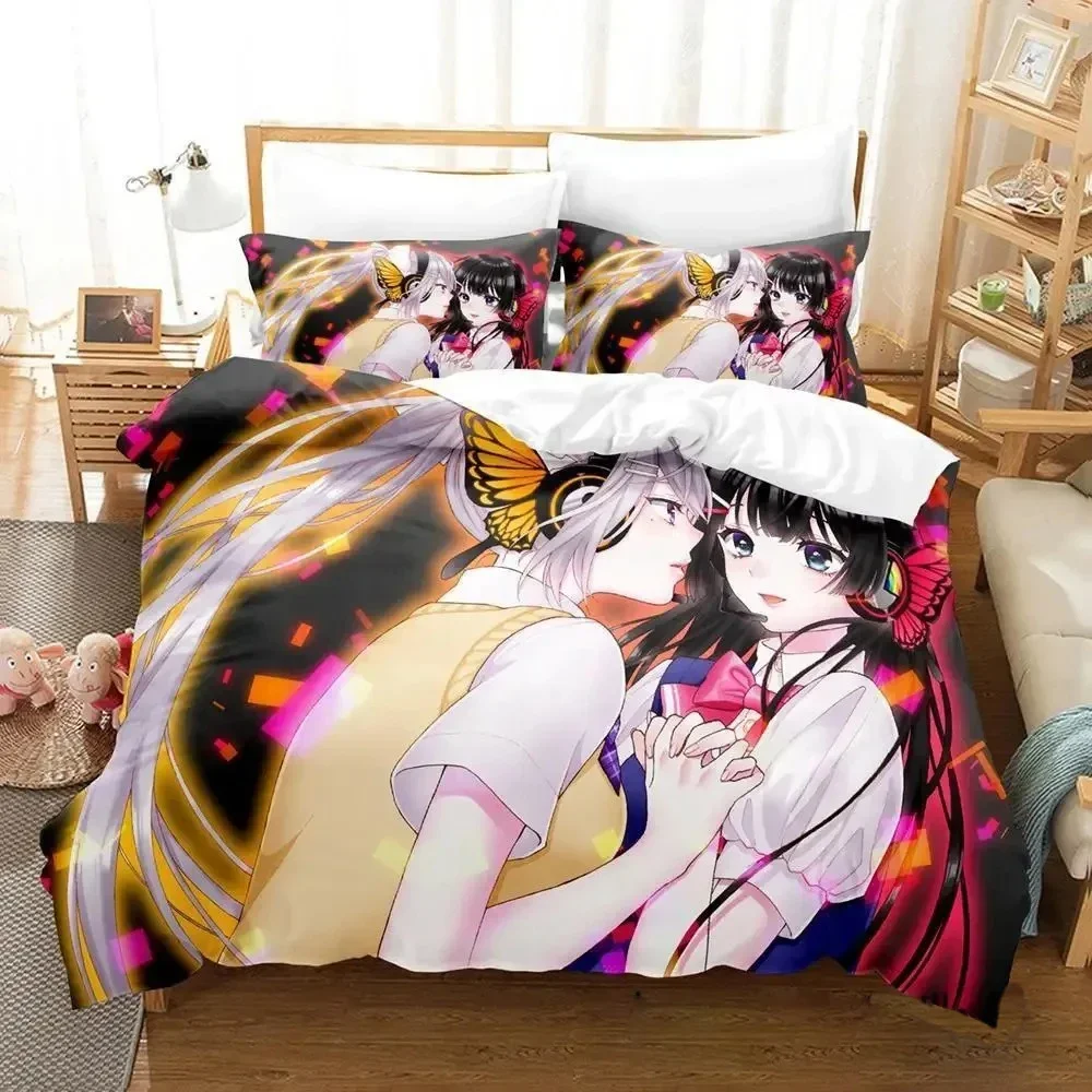 

New Virtual Youtuber Tsukino Mito Bedding Set Cartoon Anime Three-piece Set Adult Kid Bedroom Duvet Cover Sets 3D Kawaii Girls