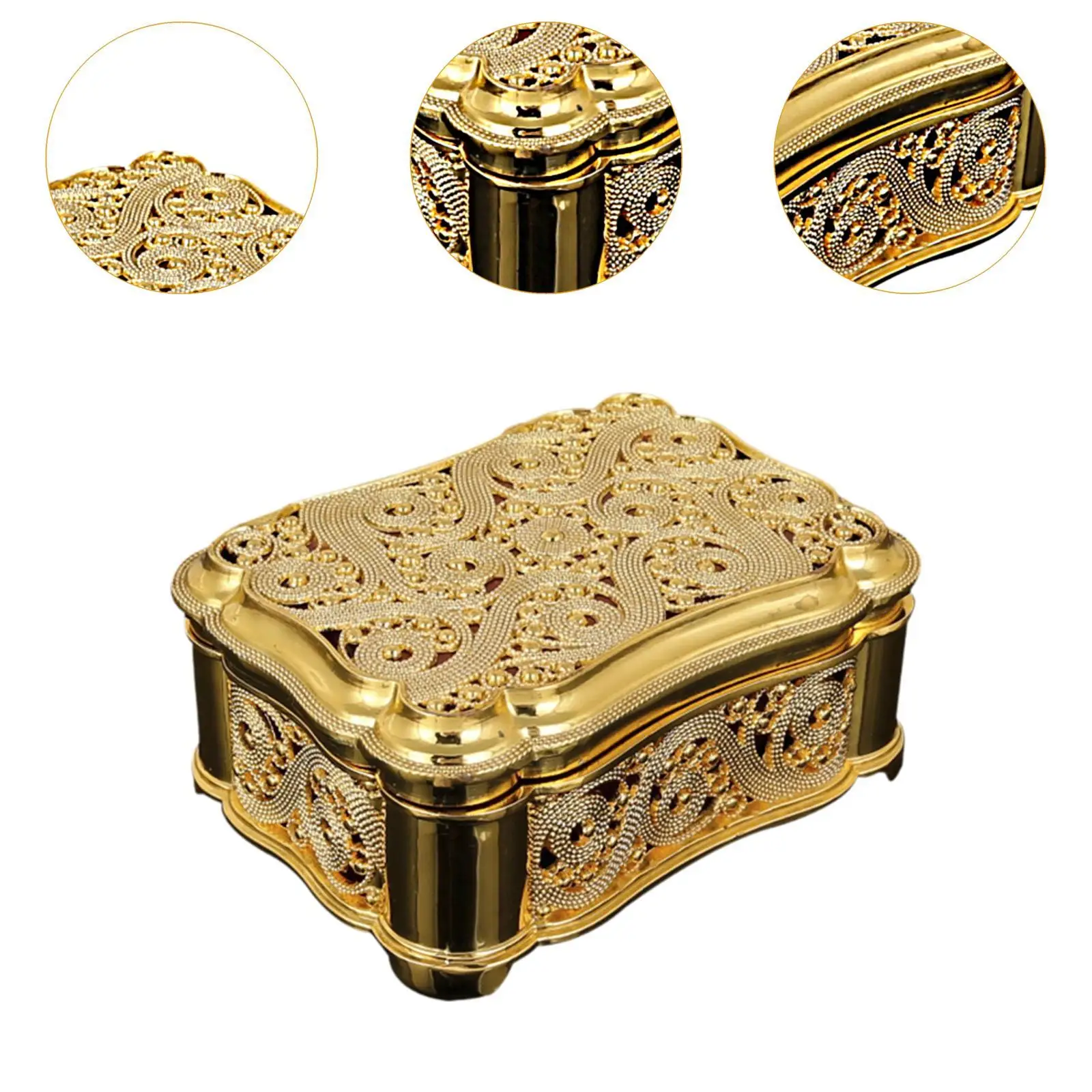 Caja de almacenamiento de joyas, tocador rectangular portátil, regalo de boda, decoración del hogar para collares, pendientes, pulseras, anillos para niñas