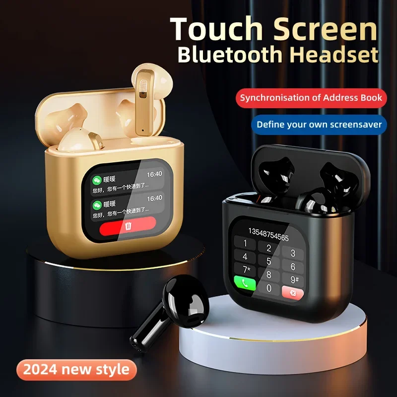 

Smart Screen Touch Bluetooth Earphones Built-in 8GB Storage APP Control Video Switch Noise Reduction Message Reminder Earbuds