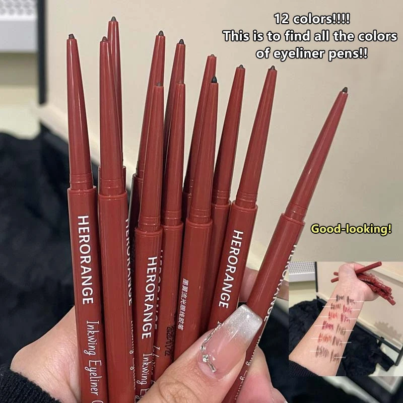 Neuer 10-Farben-Eyeliner-Stift, wasserfest, langlebig, Schwarz, Braun, leicht zu tragender Lidschatten-Konturstift, liegendes Seidenraupen-Make-up