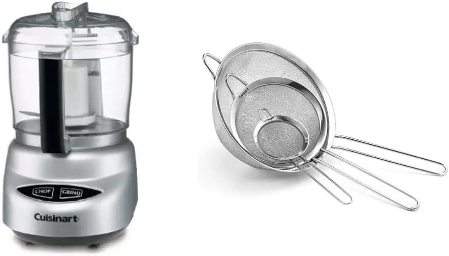 DLC-2ABC Mini Prep Plus Food Processor Set with 3 Stainless Steel Strainers