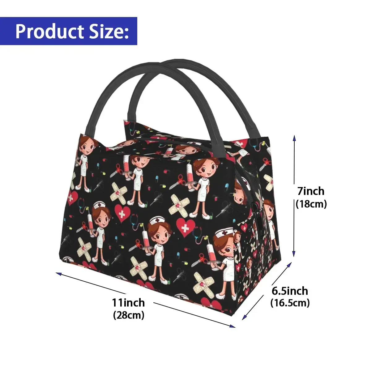 Fresh Cooler Bags In School Nurse Doctor Print Portable Thermal Oxford Lunch Bags For Women Convenient Lunch Box Tote Food Bags