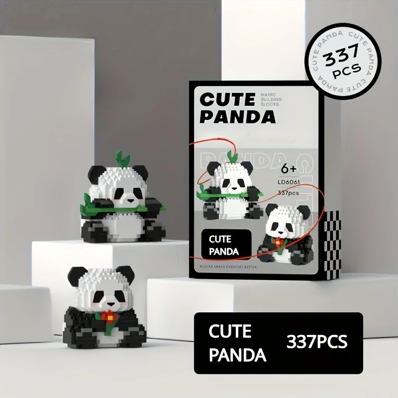 Cute Panda Building Blocks, DIY Educational Toys, Christmas/Halloween/Thanksgiving Day Gift