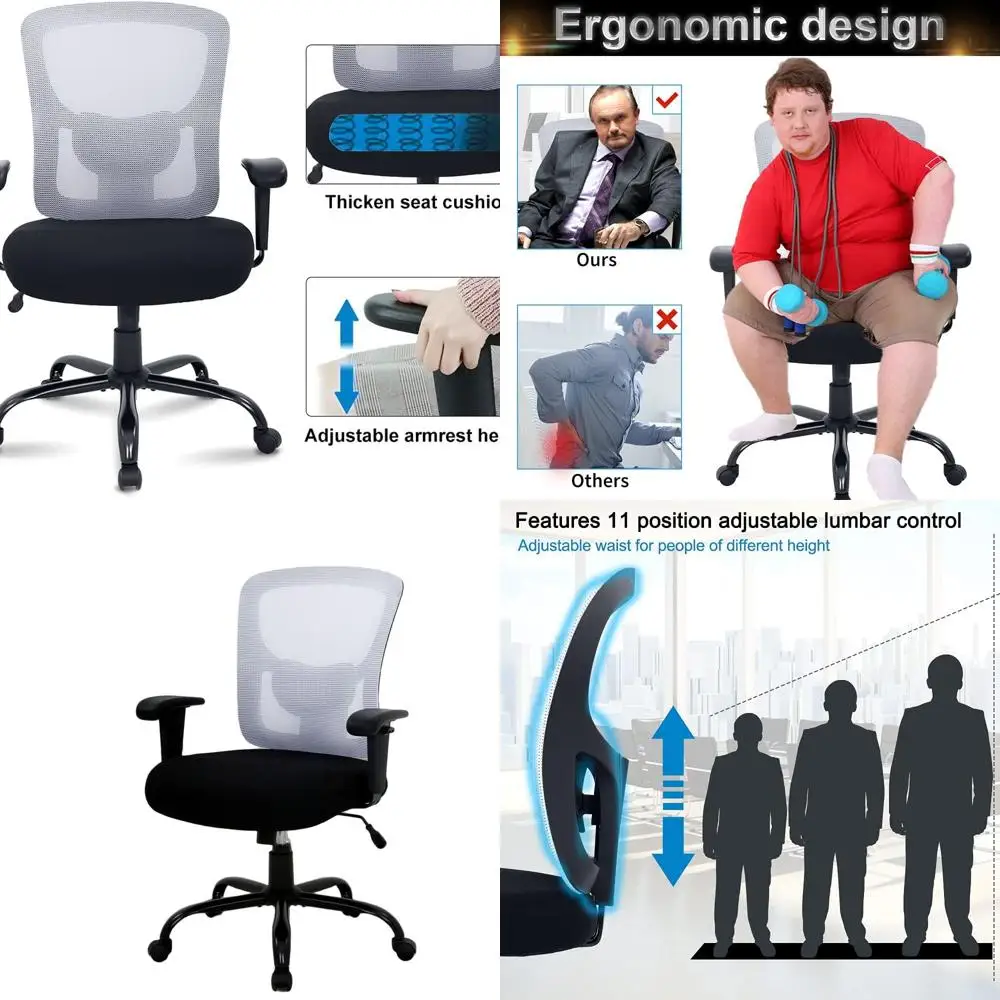 

Эргономичное офисное кресло с высокой спинкой, вместимость 400 фунтов, поясничная поддержка, регулируемый поворот, белый