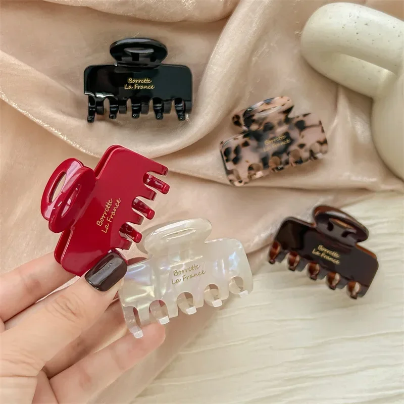 2024 New Korean Style Square Hollow Hair Clip for Women Exquisite Girls Acetate Fiber 6cm Shark Clip Fashion Hair Accessories