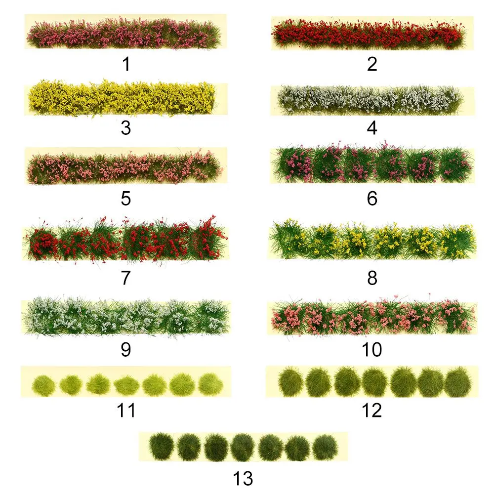 Durevole layout di edificio paesaggio statico modello grappolo di fiori ciuffi di erba paesaggio Wargame arredamento da giardino in miniatura