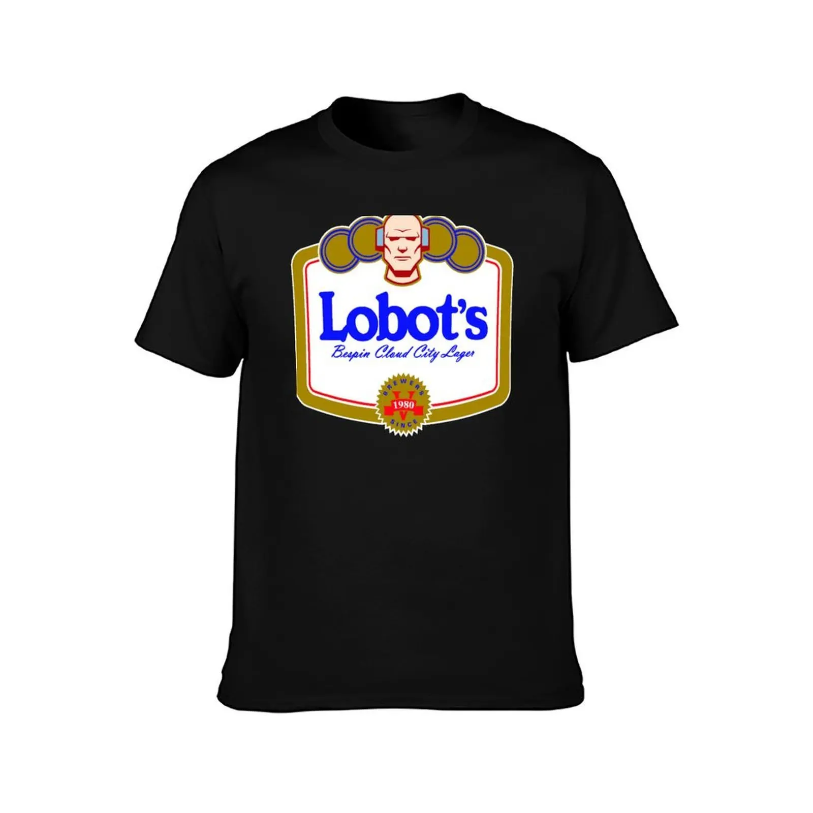 LOBOT'S LAGER T-Shirt, Summer Casual Cotton Tee, Oversized Streetwear Tops, Vintage Graphic Print, Loose Fit Short Sleeve
