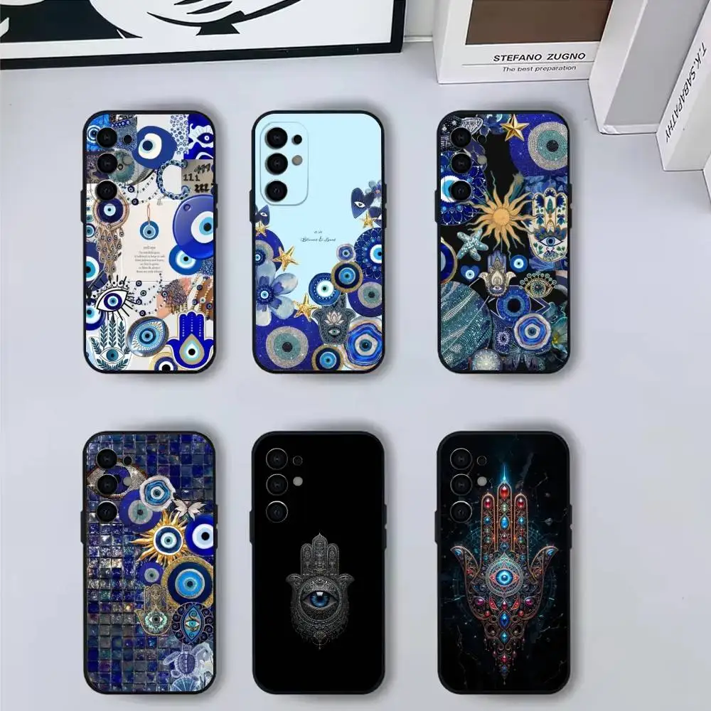 

L-Lucky B-Blue Evil Eyes Phone Case Black Silicone Soft For Samsung S25,S24,S21,S22,S23,S30,Ultra,S20,Plus,Fe,Lite