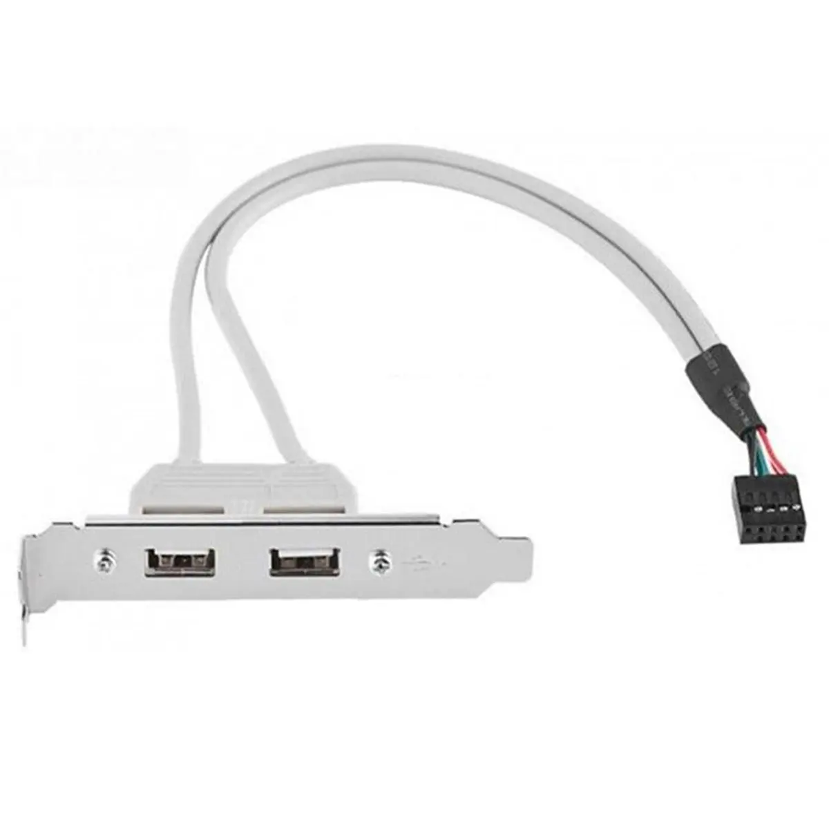 AT42 Low Profile USB 2.0 Female Back Panel to Motherboard 9pin Cable 30cm with PCI Bracket 8cm Height