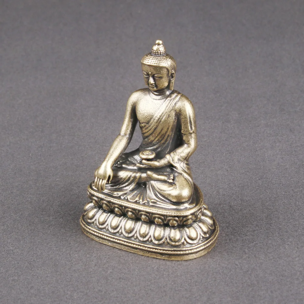 

Retro Brass Buddha Sculpture Compact Desktop Decor Simple Elegant Buddha Statue Vintage Brass Decoration for Office