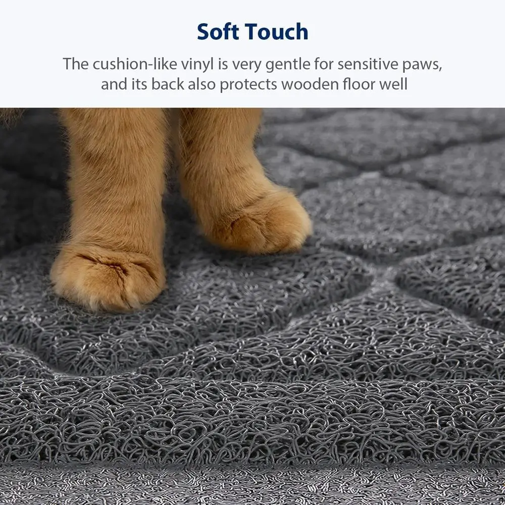 Cat Litter Box Mat, Premium PVC Pad, Durable Trapping Rug, Phthalate Free, Urine-Resistant, Scatter Control, XXL 47 x 36 Inch, G view 3