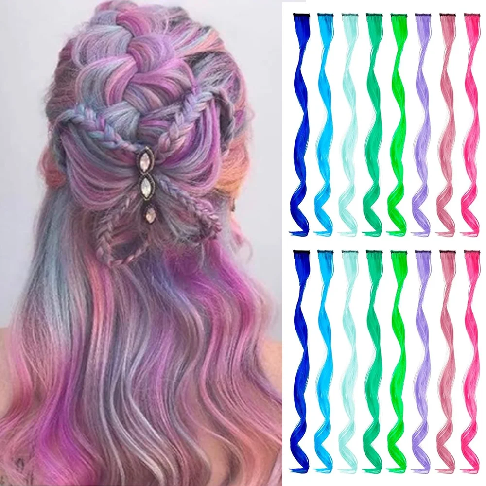 Synthetic Long Wavy Colored Hairpiece Fluffy Clip In Hair Pieces Hair Accessories Party Highlights For Women Daily 10pcs