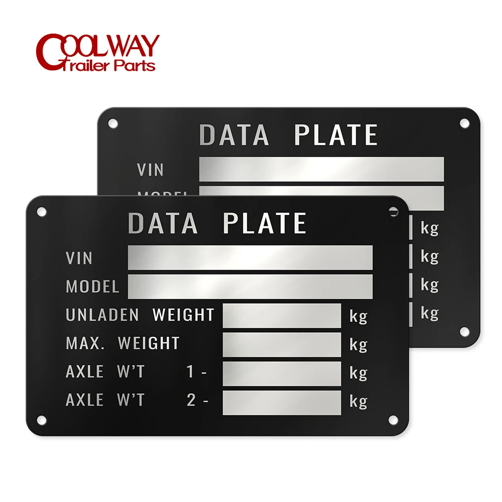 Placa de alumínio branca ou gravada da data do vin da identificação do reboque 86x54mm série gvwr rv médico parte acessórios da campista