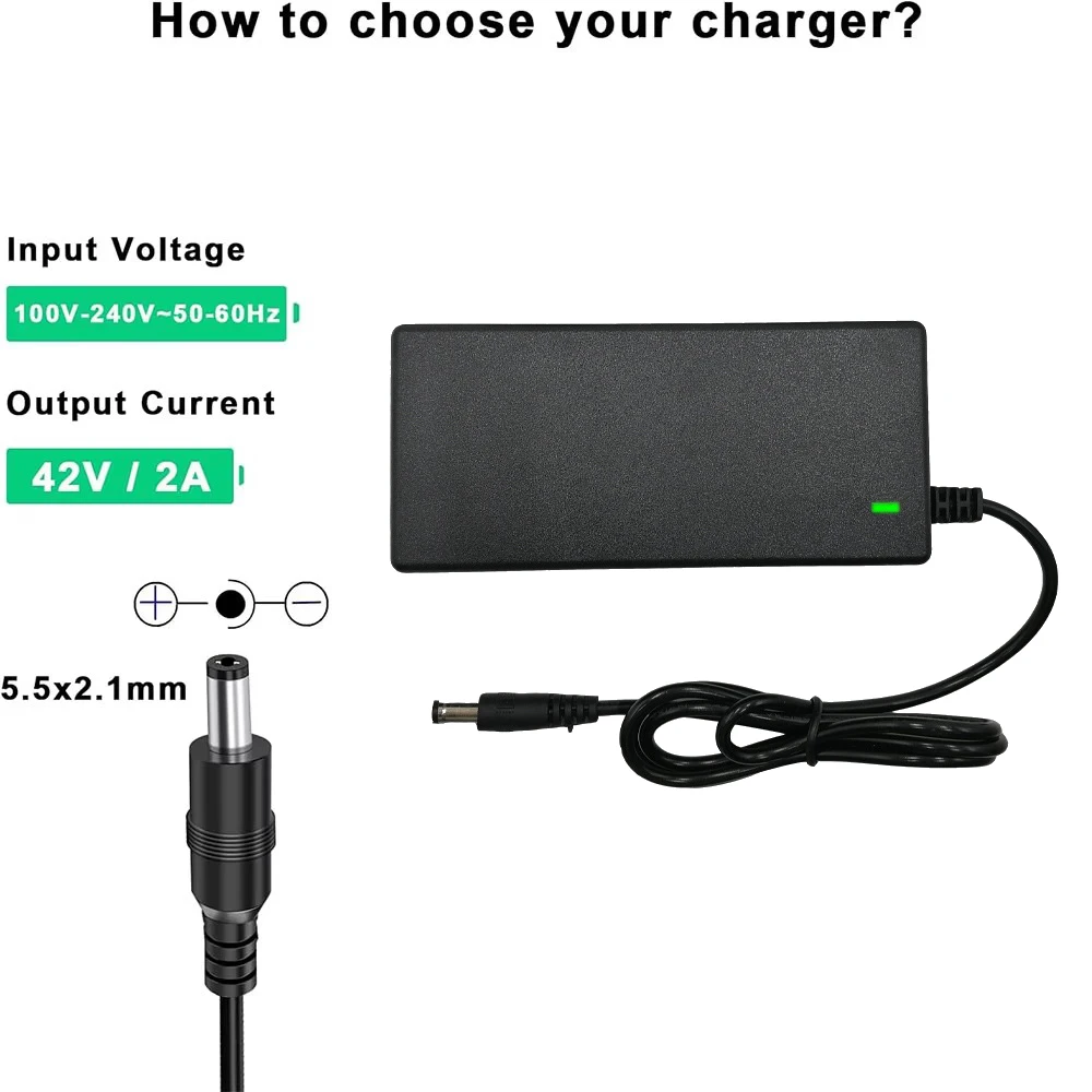 42V 2A DC Scooter-Ladegerät für Isinwheel S9 Pro S9 Max, IScooter I9 Pro/1S, GXL V2, Apex XL, Rival, XR Elite, Vibe & Nova Pro, Glide Pro – Detail 5
