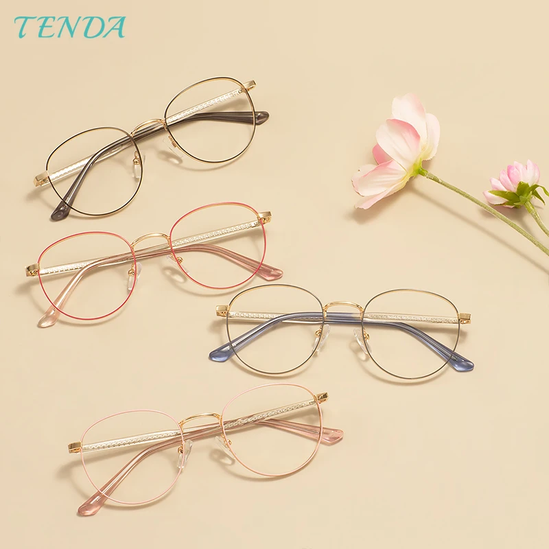 Women Metal Assorted Colors Oval Glasses Frame For Prescription Lenses