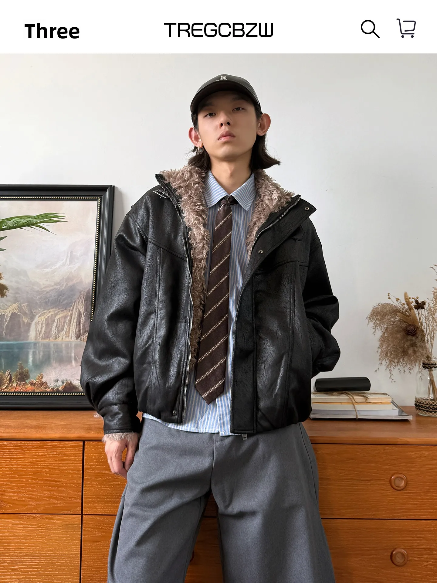 CBZW hiver Thiened Plu PU cuir ort coton Jaet pour hommes Vintage Sli chaleur jeunesse Faion coupe ample fermeture à glissière