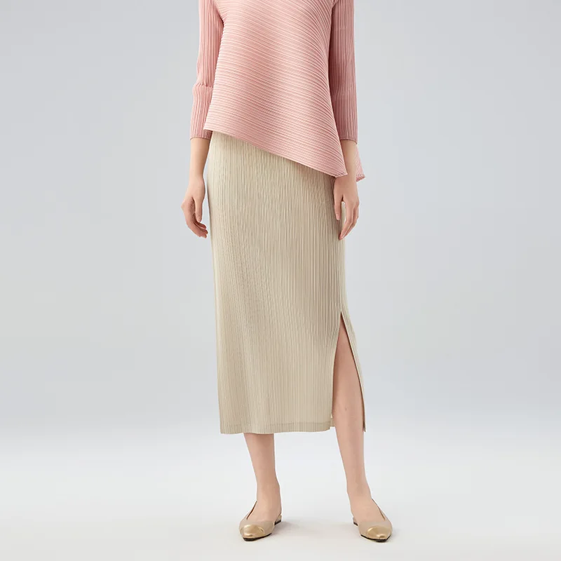 Miyake Pleated Faionable High Waist Comfortable Women's Skirt Tee Houses Design F-length Bodycon Skirt with Pleats Ci Commuting
