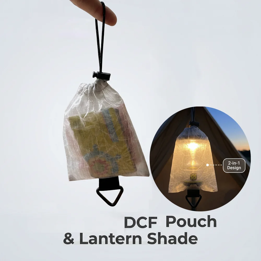 DCF Camping Lantern Shade Ultralight Storage Bag 1.43oz Fabric EDC Organizer Multi-functional Lamp Diffuser For Outdoor Hiking