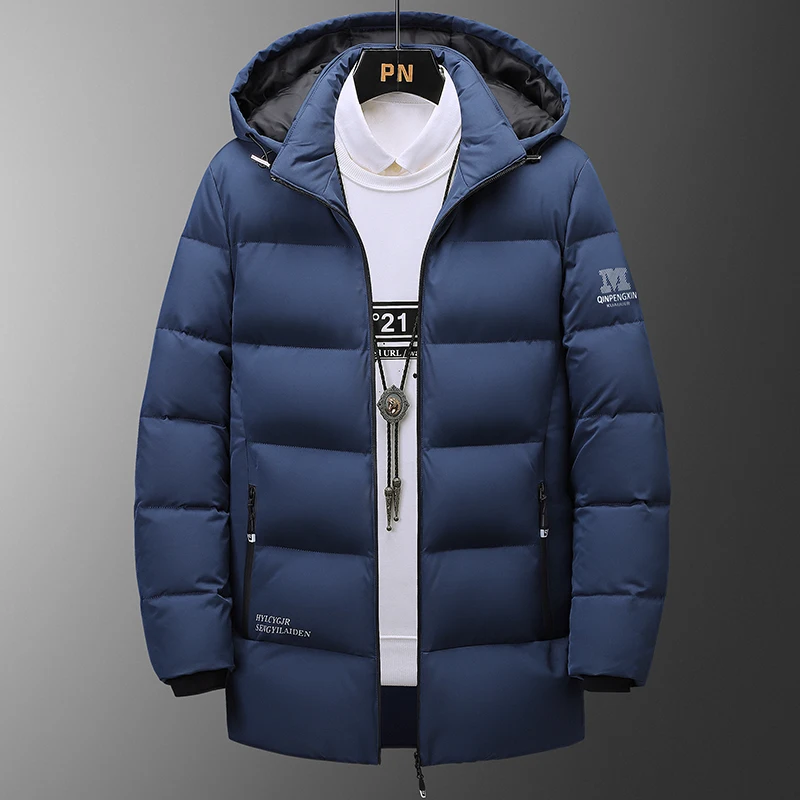 Parka com capuz médio masculino, casaco quente, casaco de negócios, casaco de lazer, adolescente, inverno, novo, 813