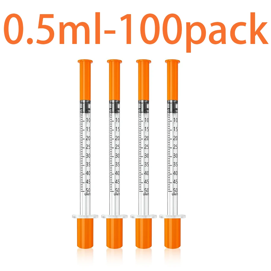 100/50 stuks 0,5/1 ml spuiten met naalden, individueel verpakt voor laboratorium- en dierenbenodigdheden