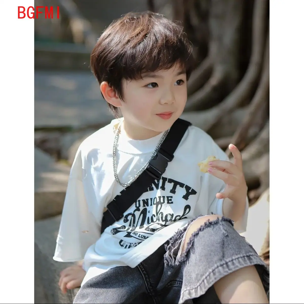 Kids Clothes Boys Letter Short Sleeved T-shirt Tops Denim Shorts Two Piece Suits 2025 Summer New Korean Fashion Streetwear Suits image 6