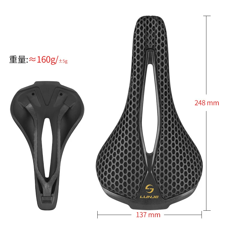 AliExpress NONE Mountain Road Bike 3D printing bicycle saddle front seat mat hollow Honeycomb heat dissipation comfortable steel rails