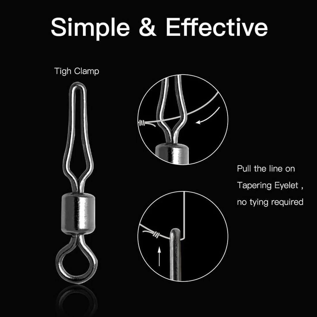 FishTrip 100 Stück Angel-Sinker-Drehclip, Drop-Shot-Drehgelenk für die Herstellung von Sinker-Gewicht, Terminal Tackle – Detail 4
