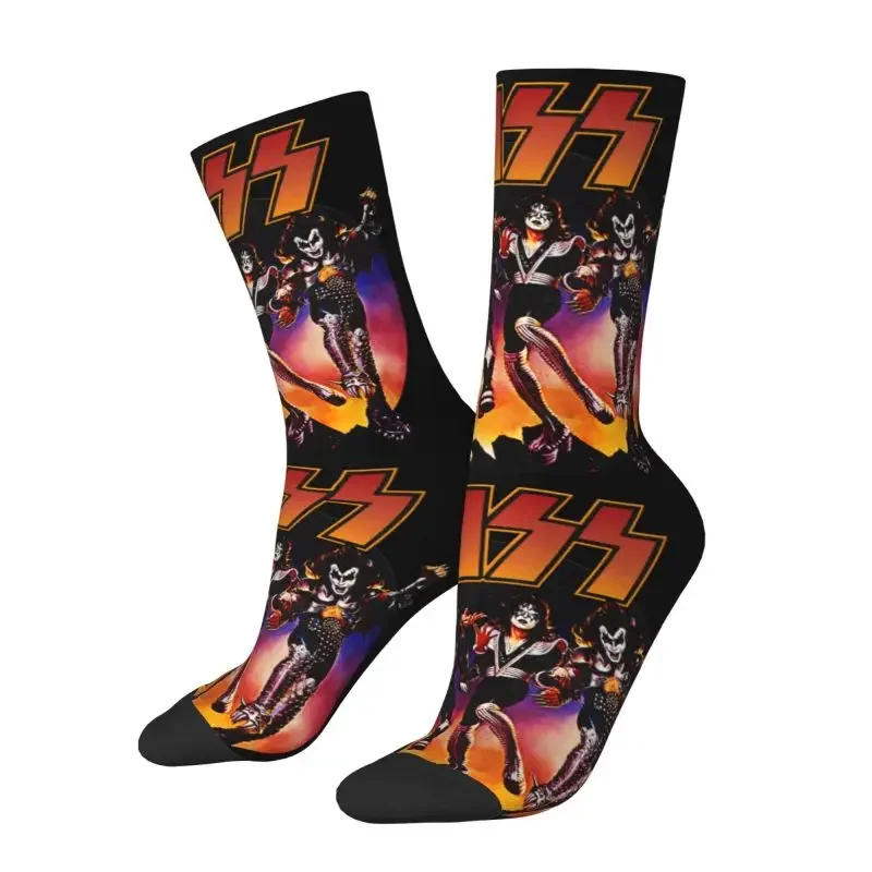 

Rock Kiss Band Happy Dress Socks Breathable Funny Heavy Metal Music Crew Socks Novelty Street Style Crazy Socks for Men Women