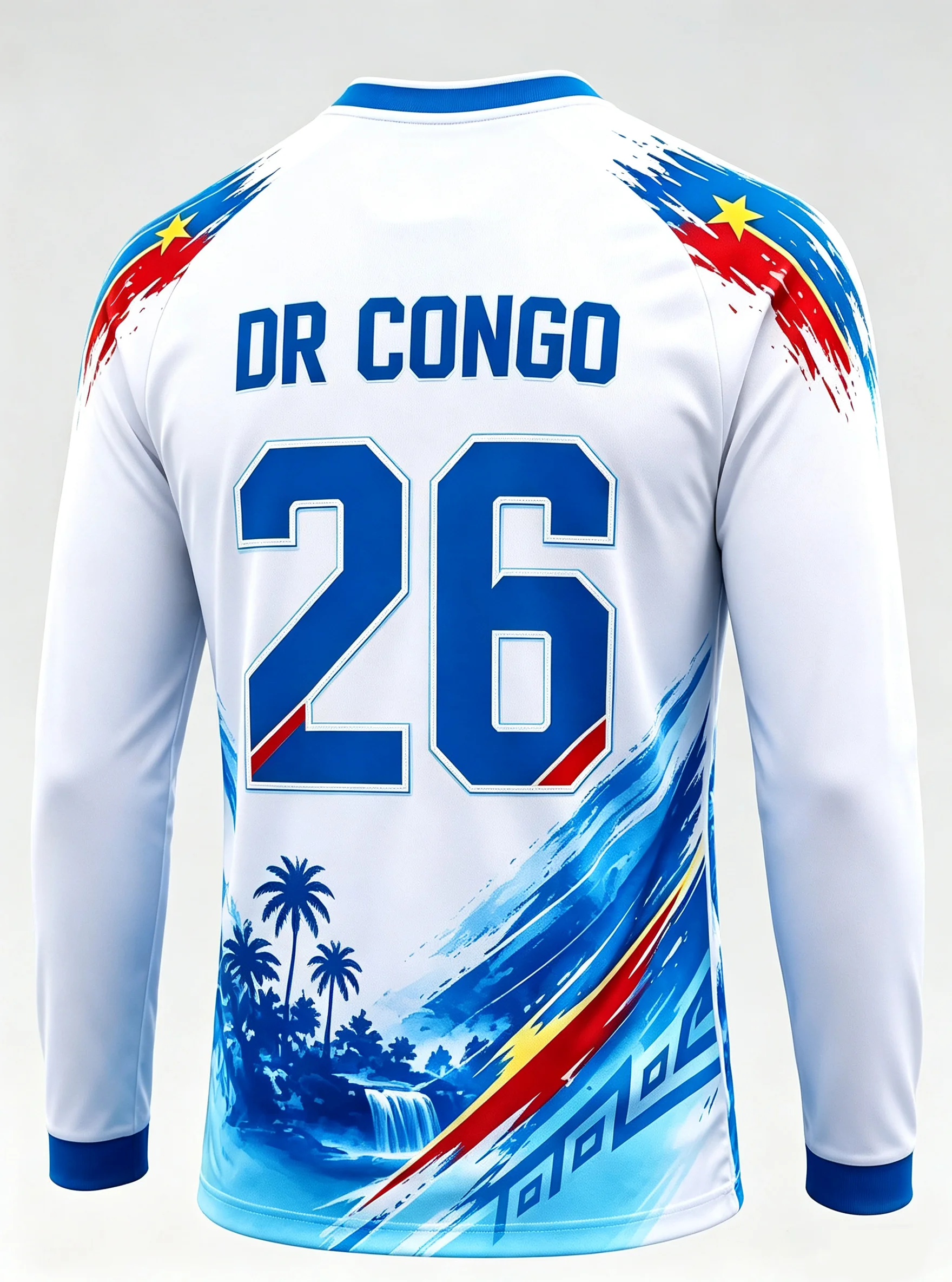 Congo round neck football long sleeved T-shirt men's casual long sleeved T-shirt quick drying outdoor sports 3D printing