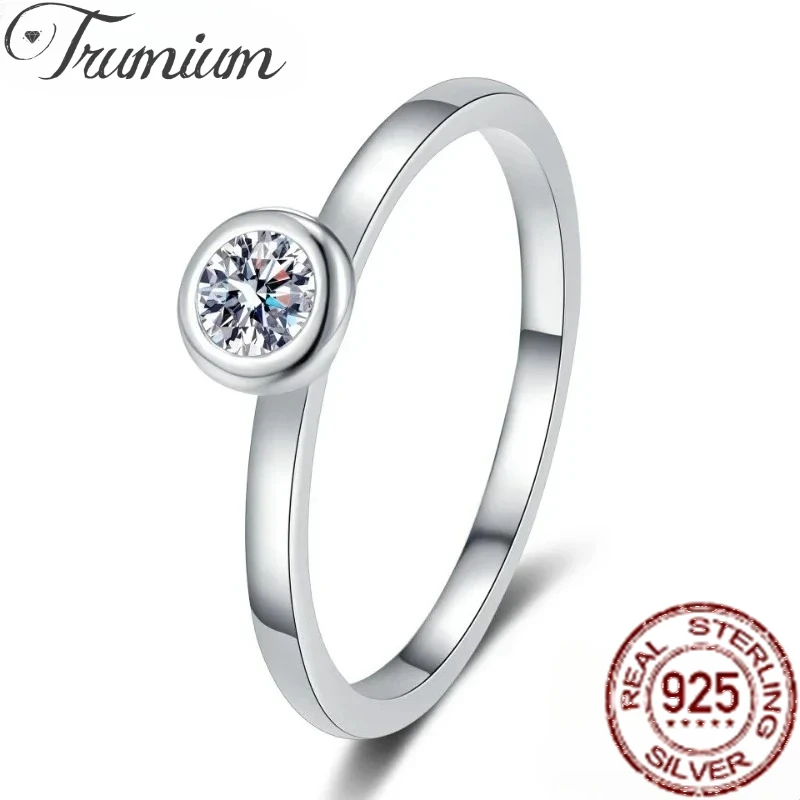 

Trumium 0.3ct Moissanite D Color Round Solitaire Engagement Rings for Women 925 Sterling Silver Wedding Fine Jewelry