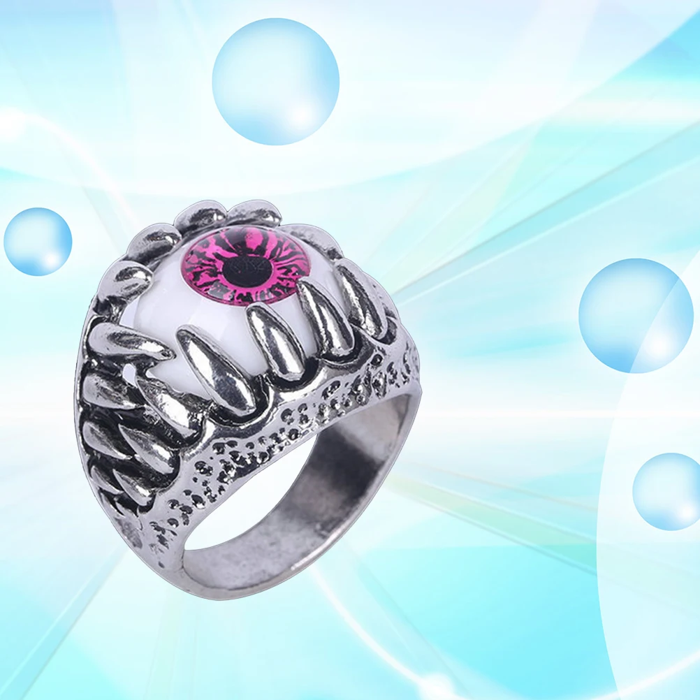 

2pcs Men'S Eye Skull Eyeball Ring Premium Copper Eyeball Ring Gothic Biker Jewelry For Halloween Christmas Gift Red