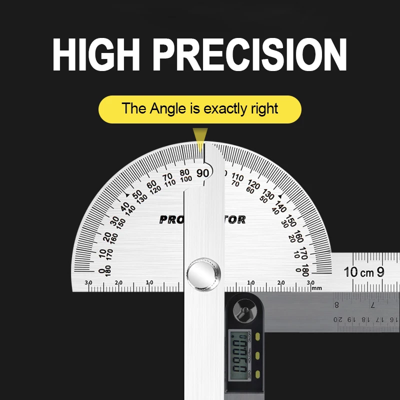 Regulowany kątomierz ze stali nierdzewnej 180 stopni miernik nachylenia Finder linijka miernicza metalu wysokiej precyzji goniometr do obróbki drewna