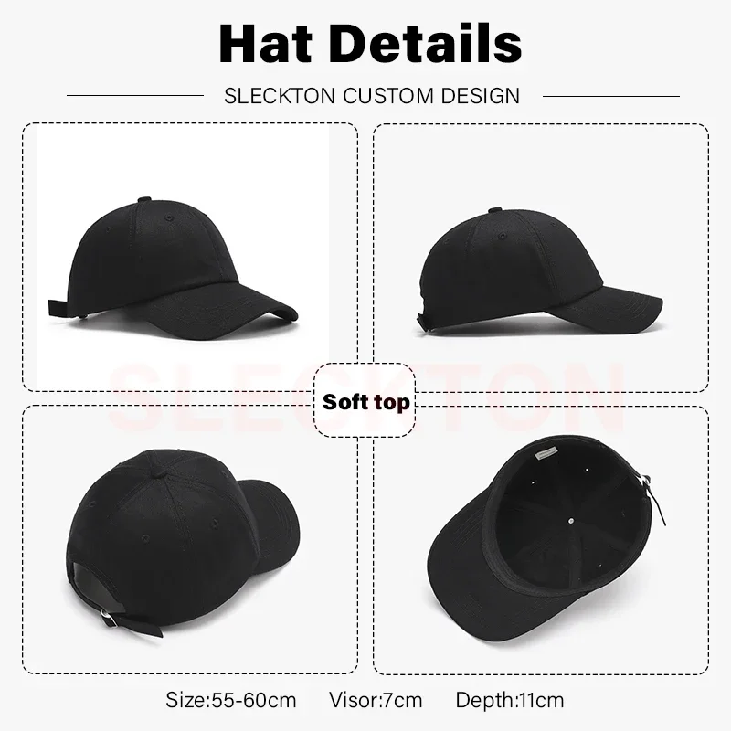 SLECKTON-Gorra de béisbol con logotipo bordado para hombre y mujer, sombrero personalizado con diseño de texto impreso, Unisex, venta al por mayor