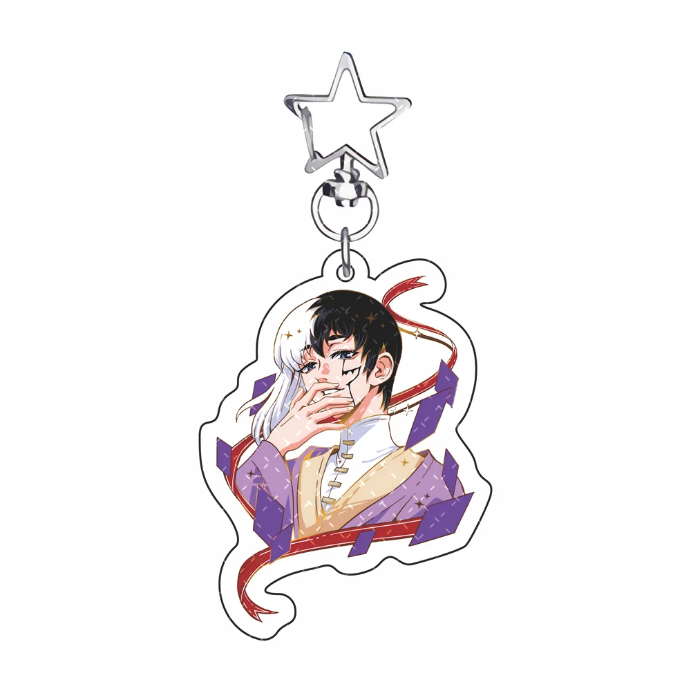 Dr.STONE 6cm Star Hook Acrylic Keychain Science Adventure Anime Bag Charm Car Key Ring Otaku Fans Collectible Gift