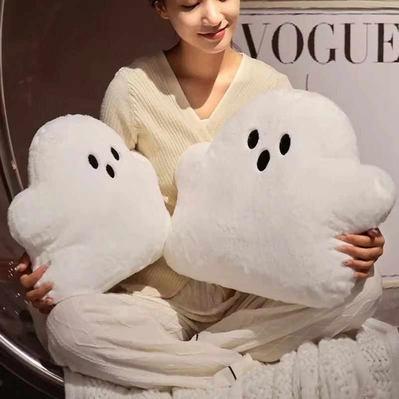 Plush Cute White Cloud Ghost Doll Halloween Cushion Children's Gift Doll Home Bedroom Chair Decoration