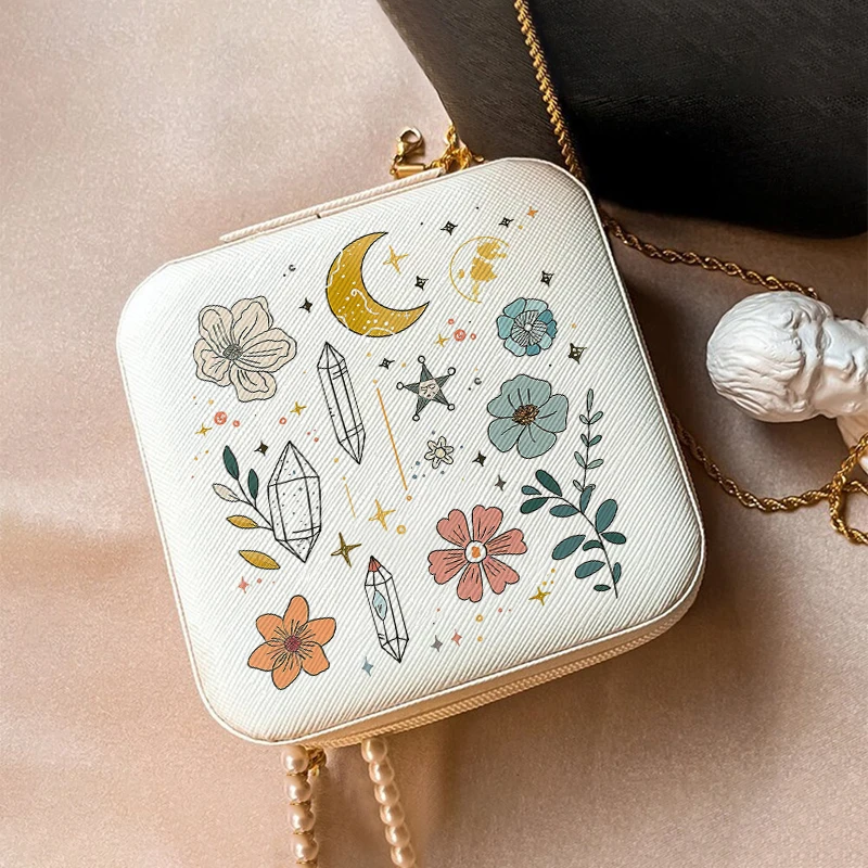 

1pc hand drawn Celestial Line art Portable Jewelry Storage Box, Simple Jewelry Organizer Box,Gifts Box For Women