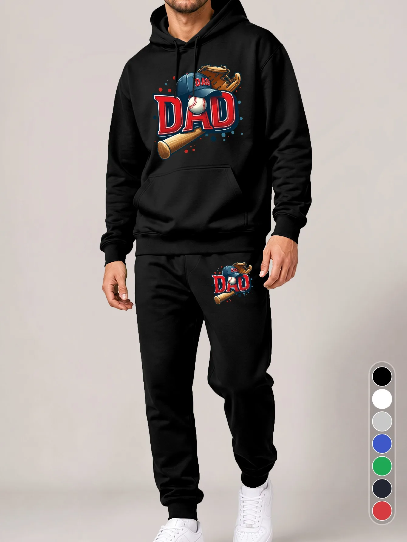 2026 New Unisex Graphic Print Hoodie & Jogger Pants Set Kangaroo Pocket Drawstring 2Pcs Outfit Autumn Winter Comfort Tracksuit