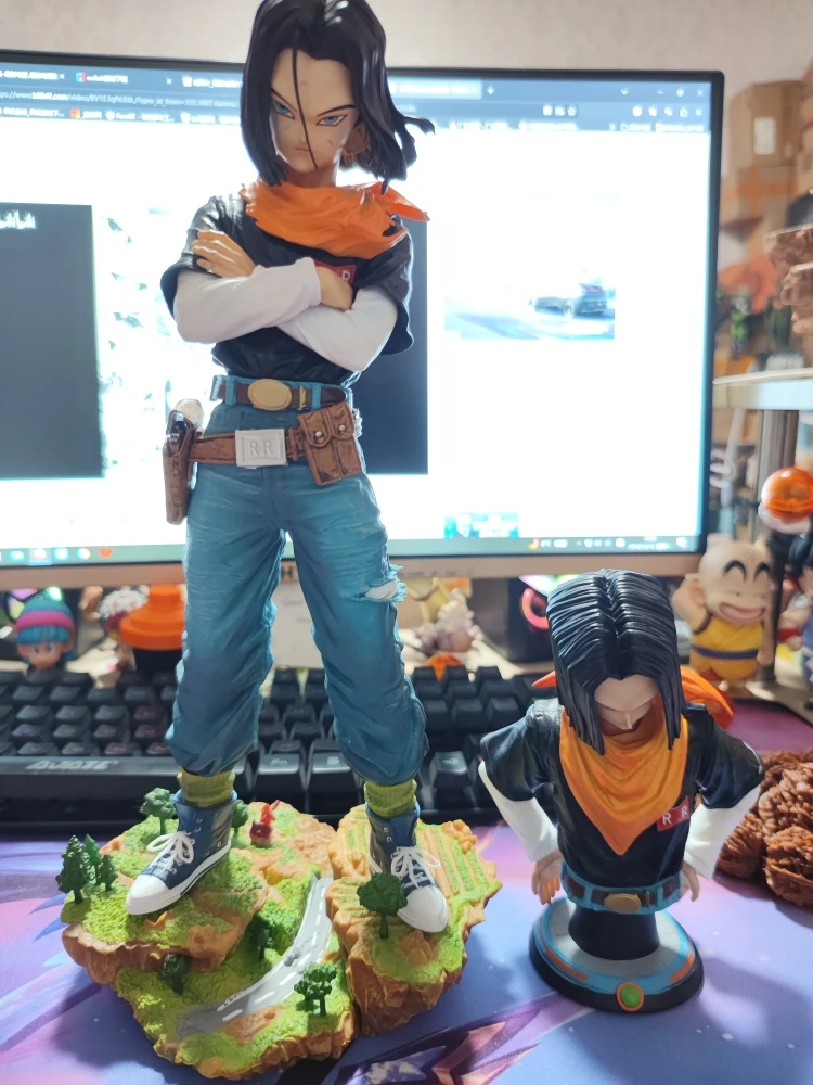 Figurka akcji Dragon Ball Z Black Pearl, anime, 32 cm, Android 17 i 18, wymienne pół-ciała, kolekcjonerska zabawka dla chłopców