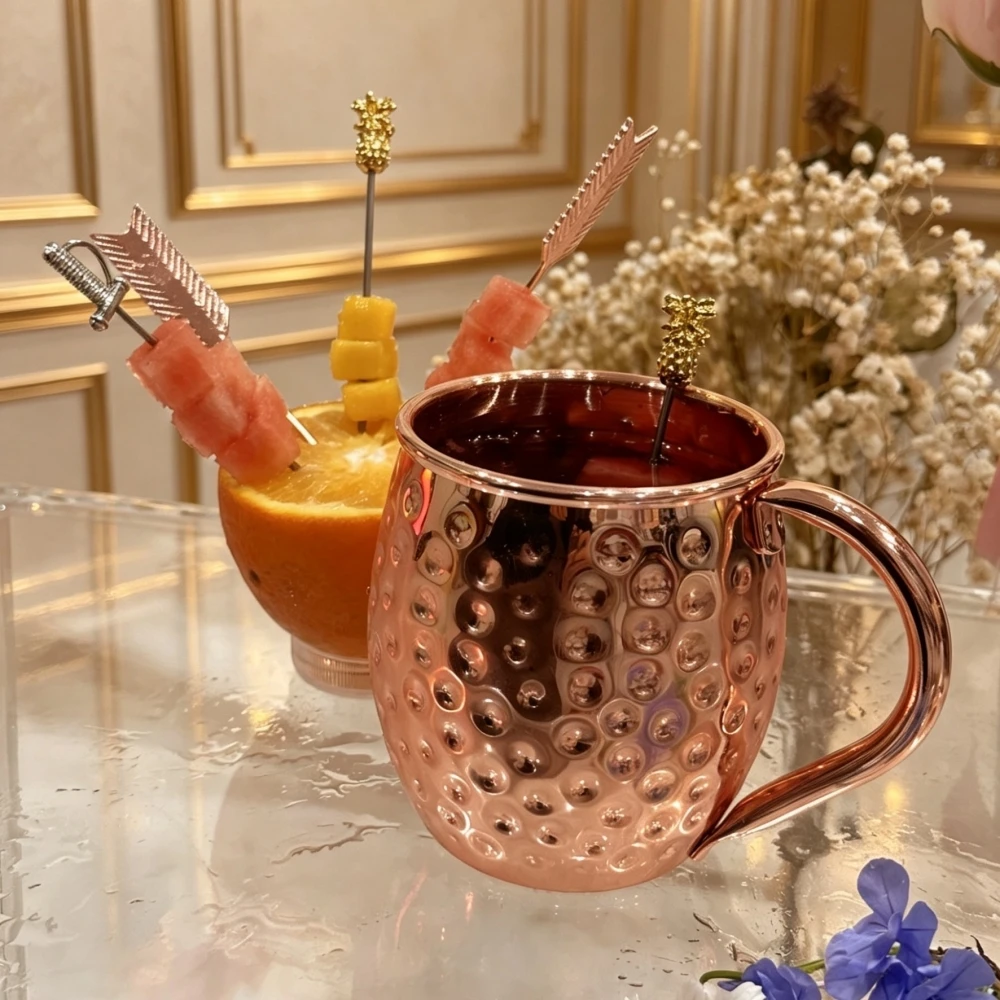 500ML 304 Stainless Steel Bartender Cocktail Cups Moscow Mule Mugs Hammer Point Bar Tools for Home Party Beer Mug Cocktail Tool
