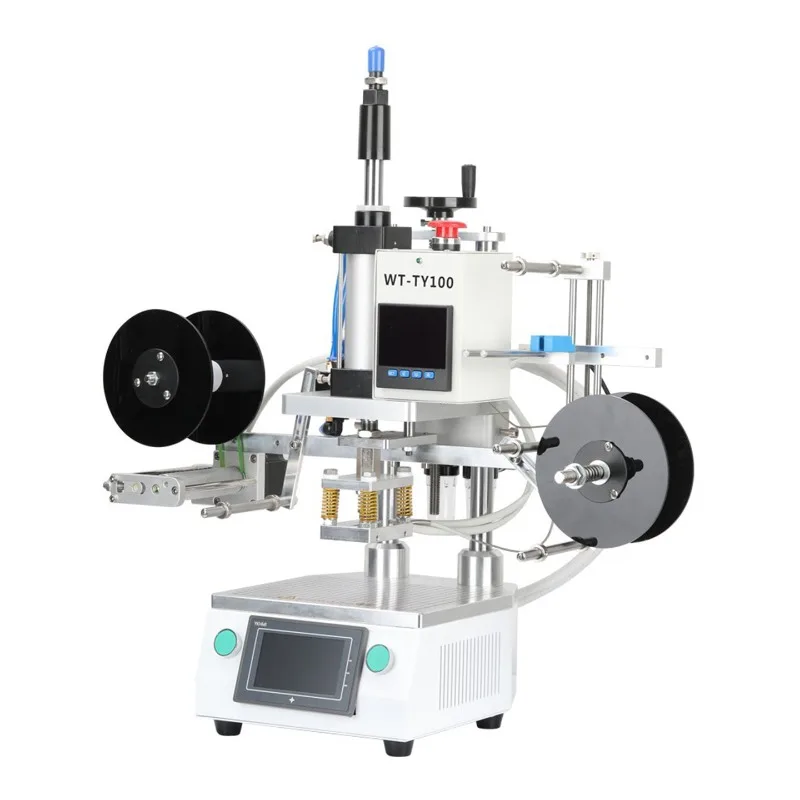 

Semi Auto Pneumatic Heat Transfer Press With Automatic Foil Feeding 5x7cm 10x13cm Plate For Garment Shoes TPU Silicone Label