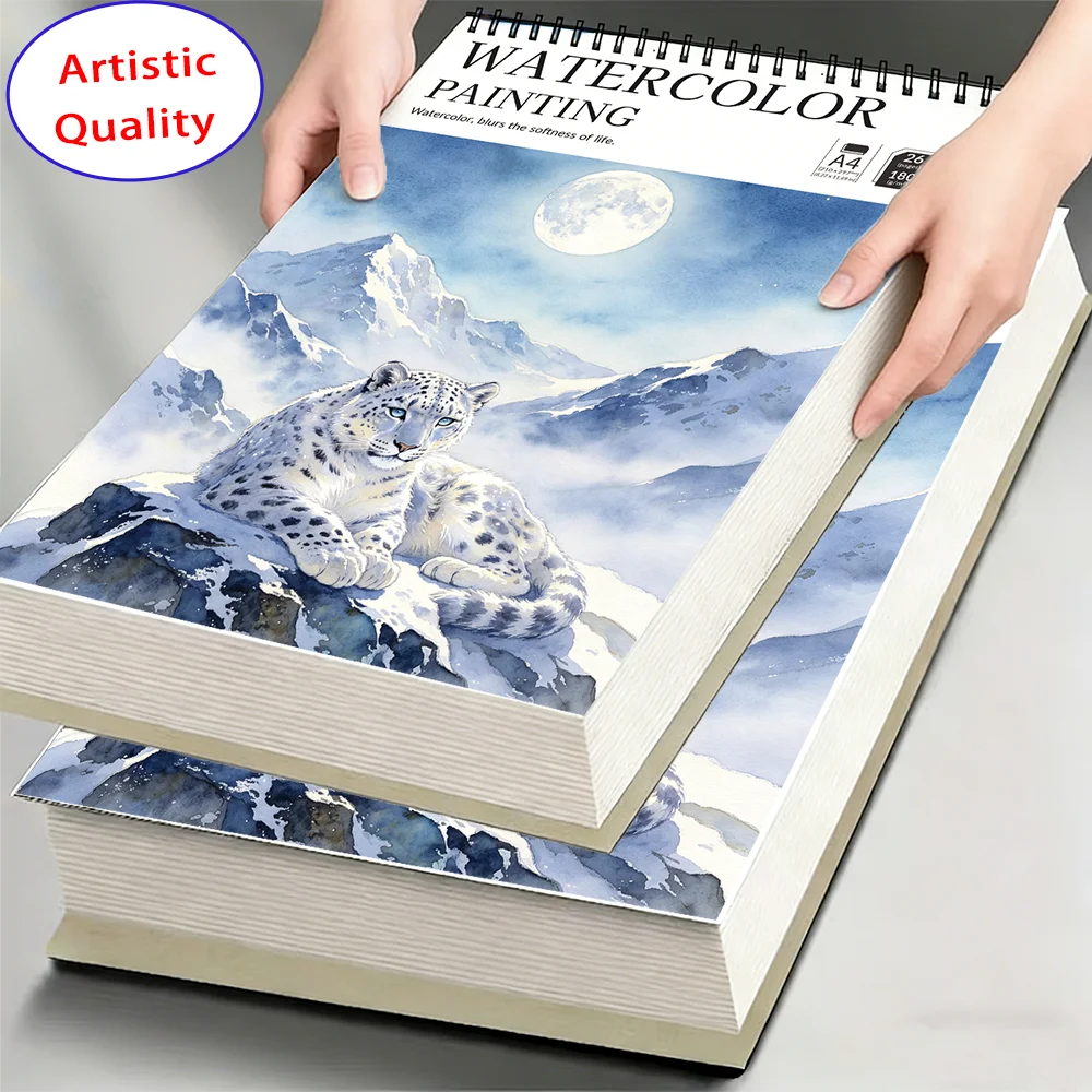Watercolor Sketch Pad, 180gsm Heavyweight Bleedproof Paper, 26 Blank Pages, Water-Resistant & Anti-Curl, Perfect for Watercolor,