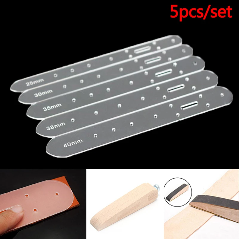 5Pcs/Set Leather Crafts DIY Plastic Leather Belt Buckle Head End Orientate Punch HoleTemplates Stencil Tools