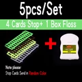 1 hilo dental, 4 tarjetas, stop