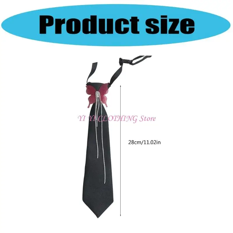 N5KF Butterfly JK Tie مع Prepy Look School Uniform Tassels Dark Necktie