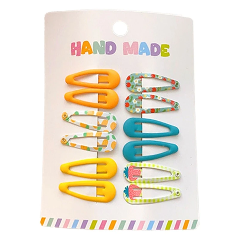 

6 Pair Of Baby Girl Dripping Hair Pins Kids Sweet And Cute Metal Snap Small Clips Solid Or Printed Children Barrette Accessories