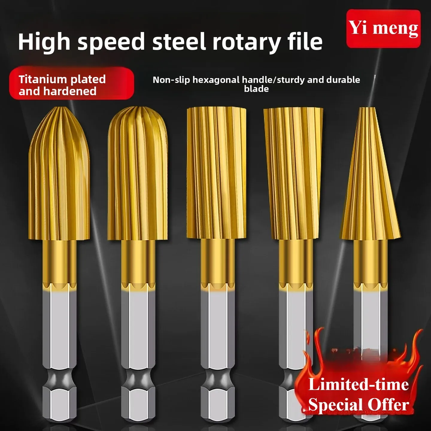 Woodworking hexagonal rotating file for grinding drill bits slotting wood hardwood carving, electric alloy grinding head