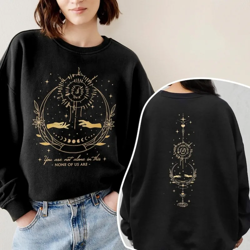 

Забавная толстовка для фанатов игры Astarion, You're Not Alone Crewneck, рубашки Astarion BG3, игровая одежда с высоким эльфом, толстовка с темным юмором, топы