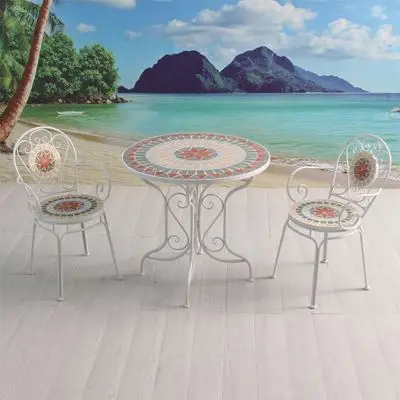 Balcony Metal Mosaic Leisure Modern Simple Furniture Outdoor Courtyard Group Tables And Chairs